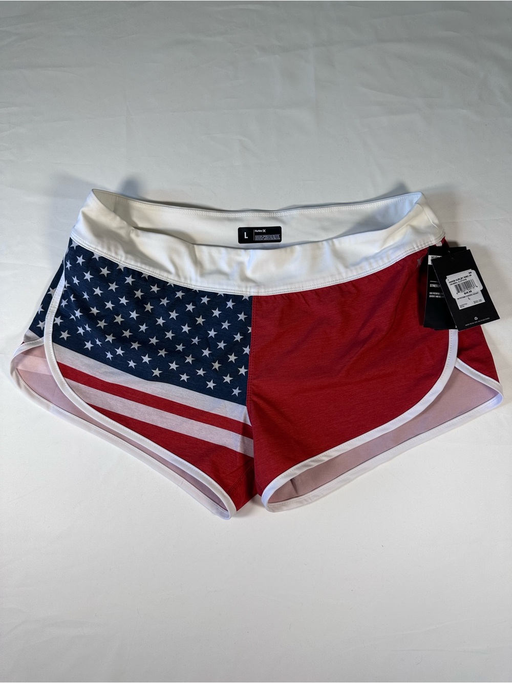 Hurley Women’s American Flag Athletic Shorts - Red, Blue, White